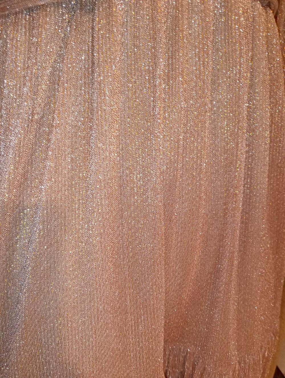 Ellen Weaver NWT Metallic Shimmer Rose Gold Tiered Long-Sleeve Dress Sz S - Picture 4 of 5